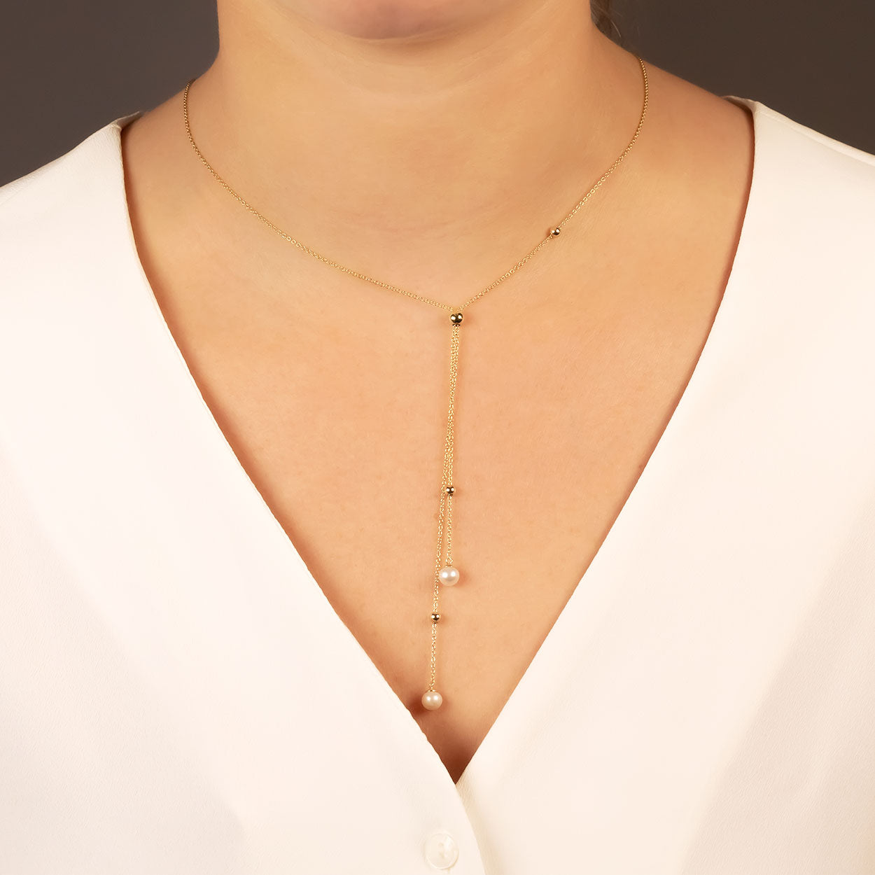 Tribeca Pearl & Silver Bead Adjuster Necklace