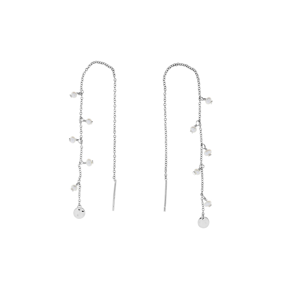 Tribeca Pearl &amp; Disc Pull Through Earrings