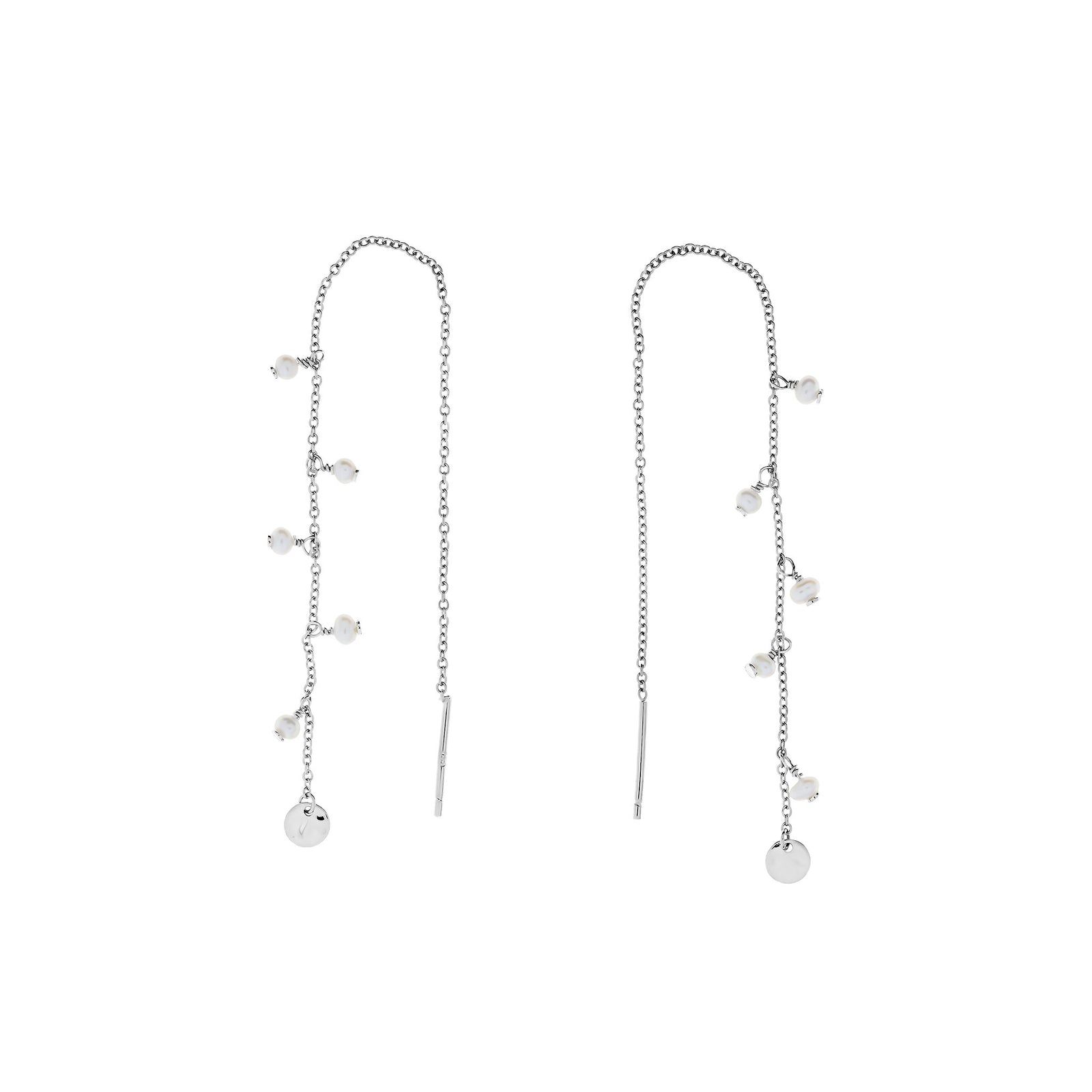 Tribeca Pearl & Disc Pull Through Earrings