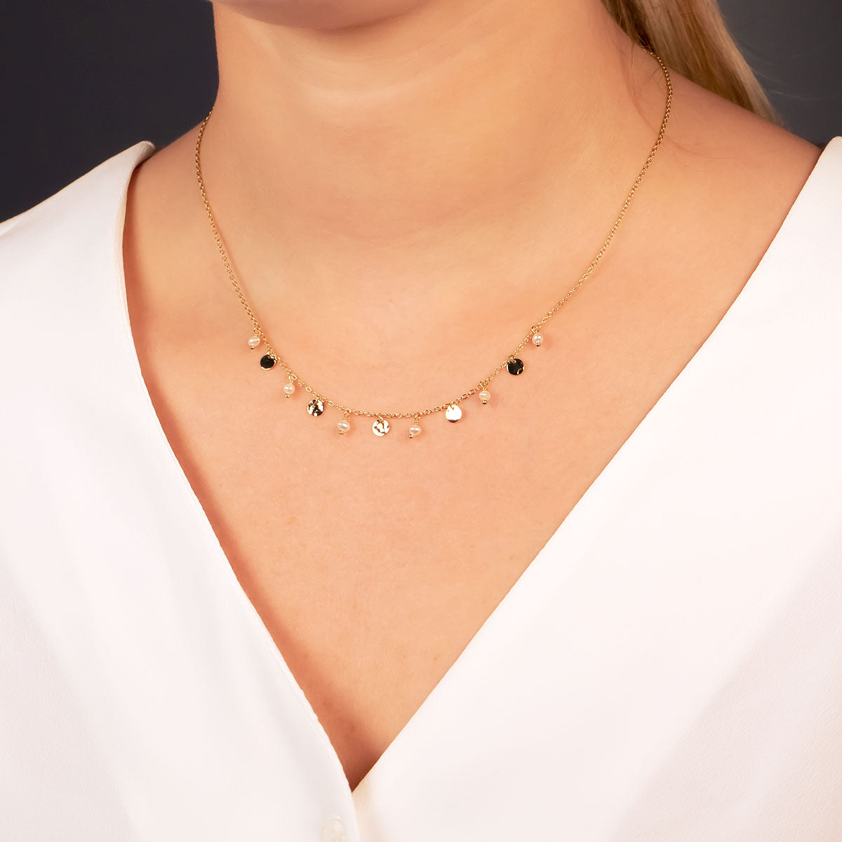 Tribeca Pearl & Disc Necklace