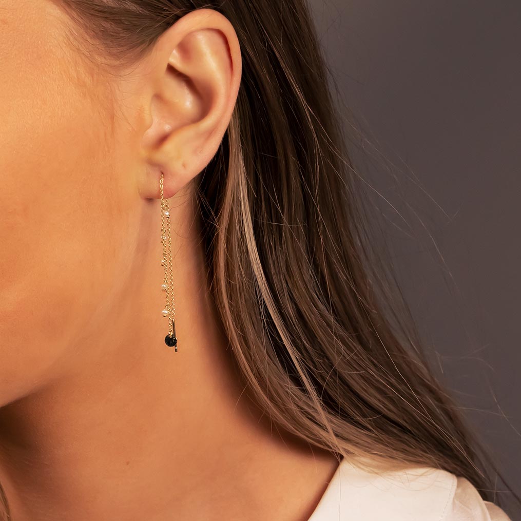 Tribeca Pearl & Disc Pull Through Earrings