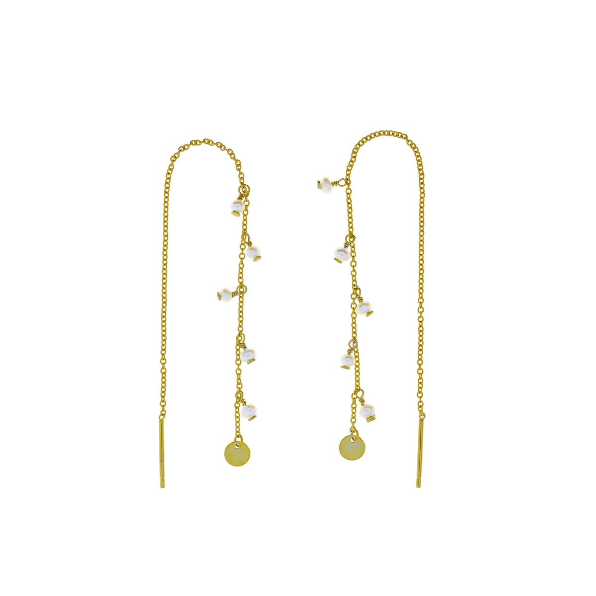 Tribeca Pearl & Disc Pull Through Earrings