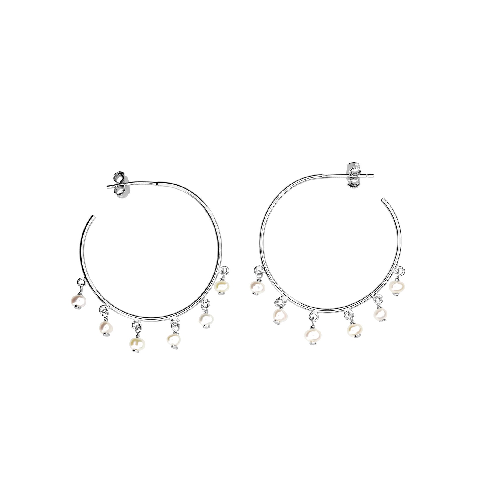 Tribeca Dangling Pearl Hoop Earrings