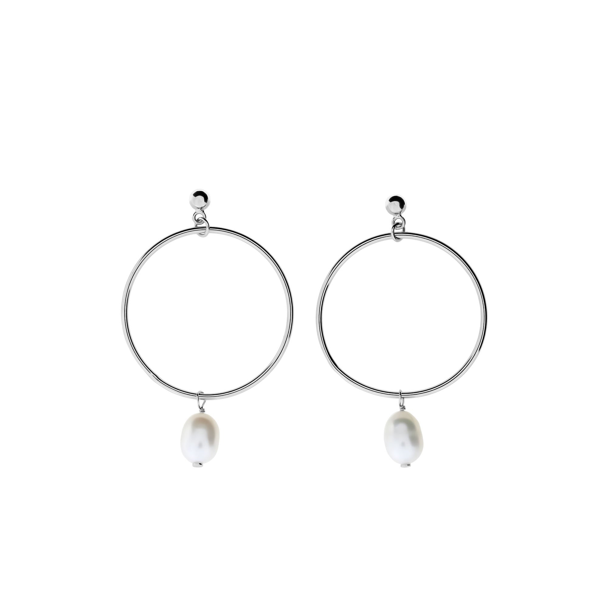 Tribeca Open Circle & Pearl Drop Earrings