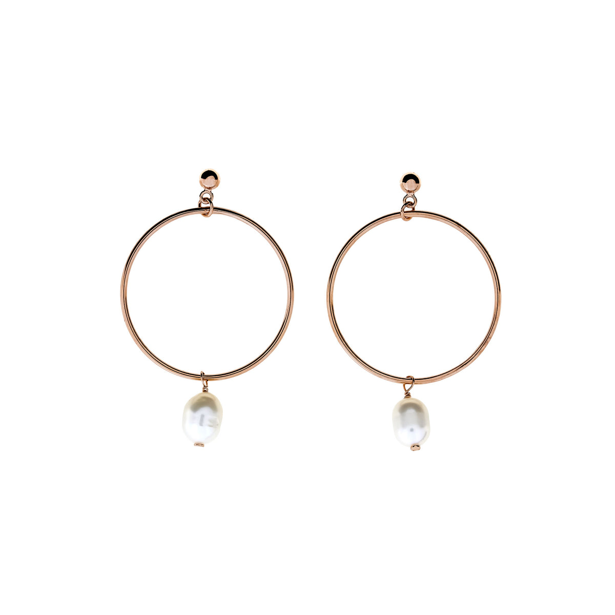 Tribeca Open Circle &amp; Pearl Drop Earrings