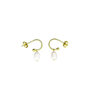 Tribeca Mini Hoop & Pearl Drop Earrings
