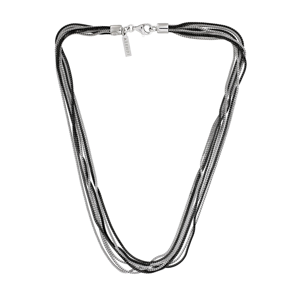 Multiple Chains Necklace in Silver &amp; Black Rhodium