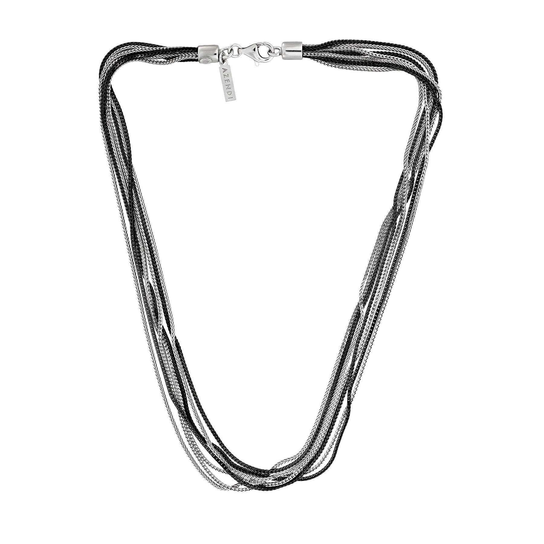 Multiple Chains Necklace in Silver & Black Rhodium