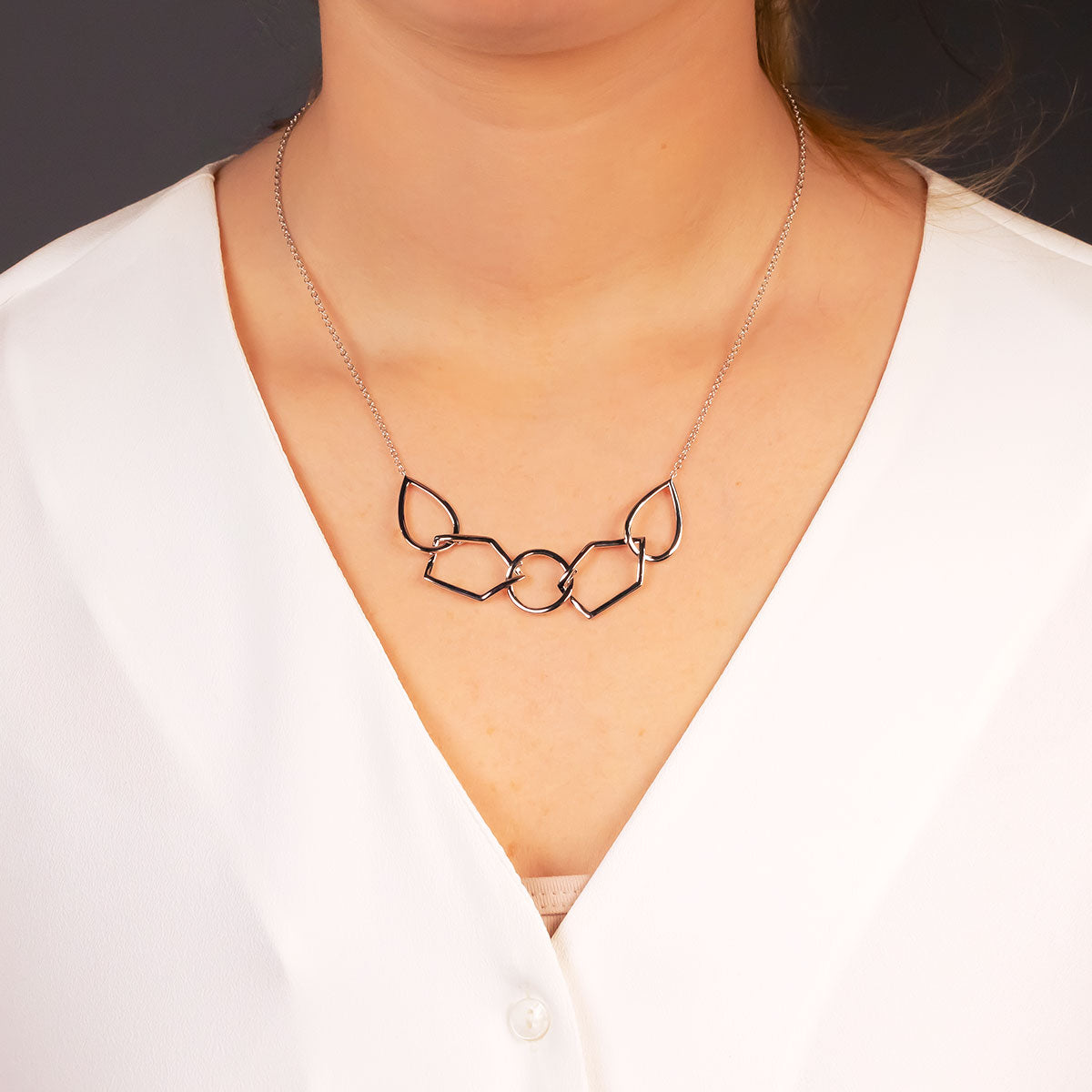 Pinnacle Linked Shapes Necklace - Silver