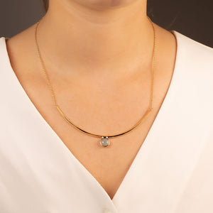 Ithica Curve Necklace with Aqua Chalcedony