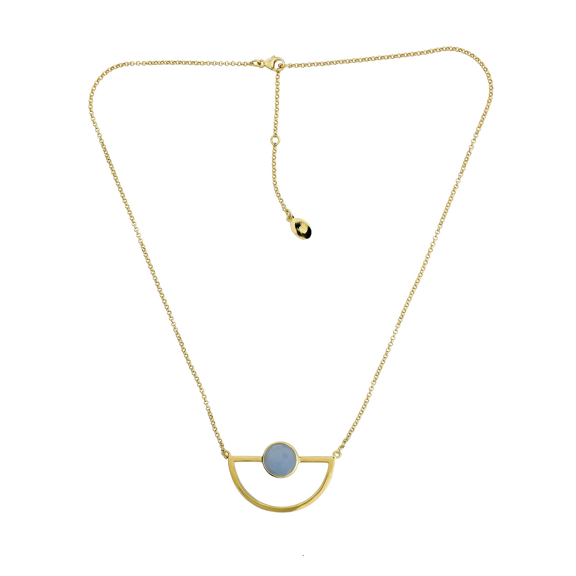 Ithica Semi-Circle Necklace with Aqua Chalcedony