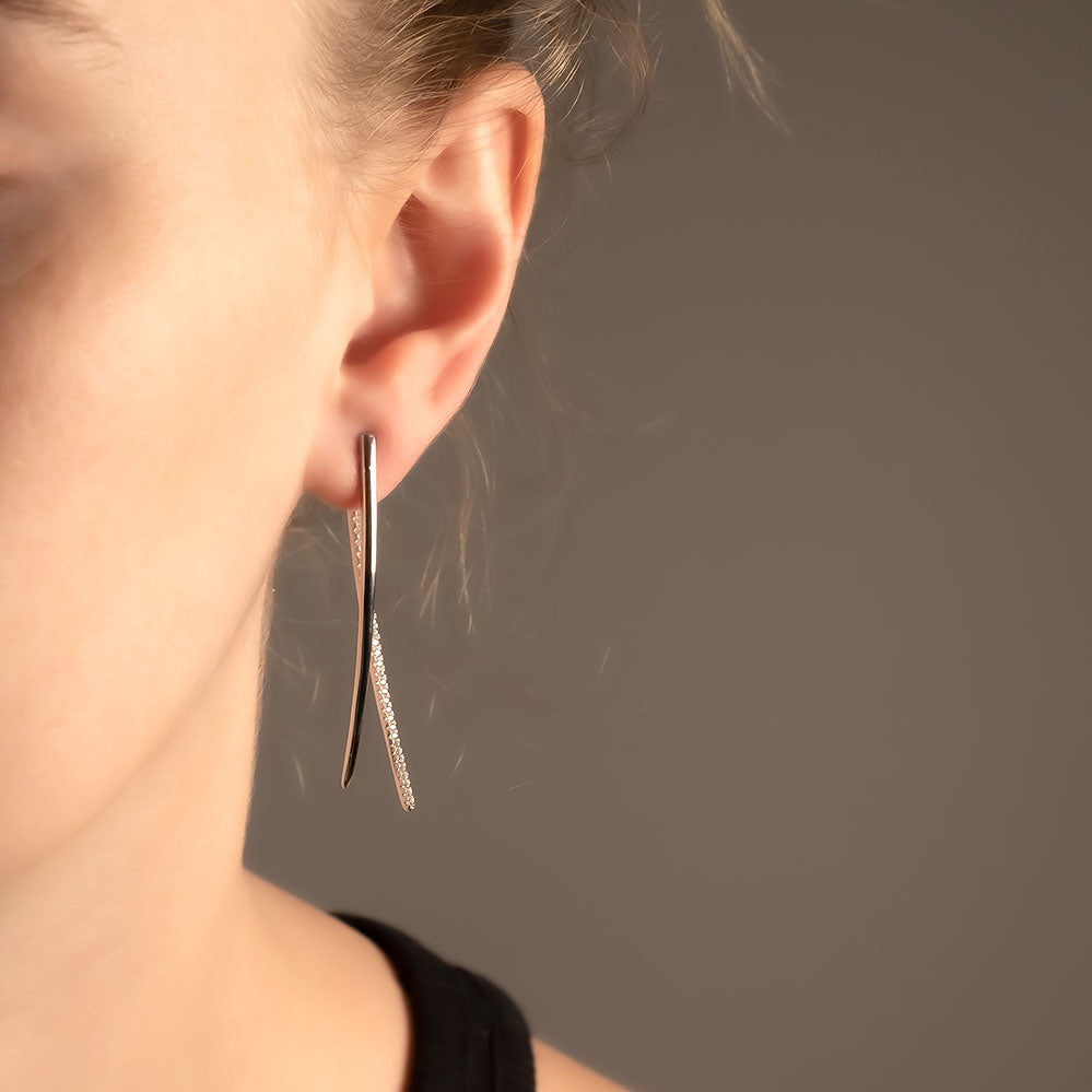 Balanced Double Curl Earrings - With Pavé