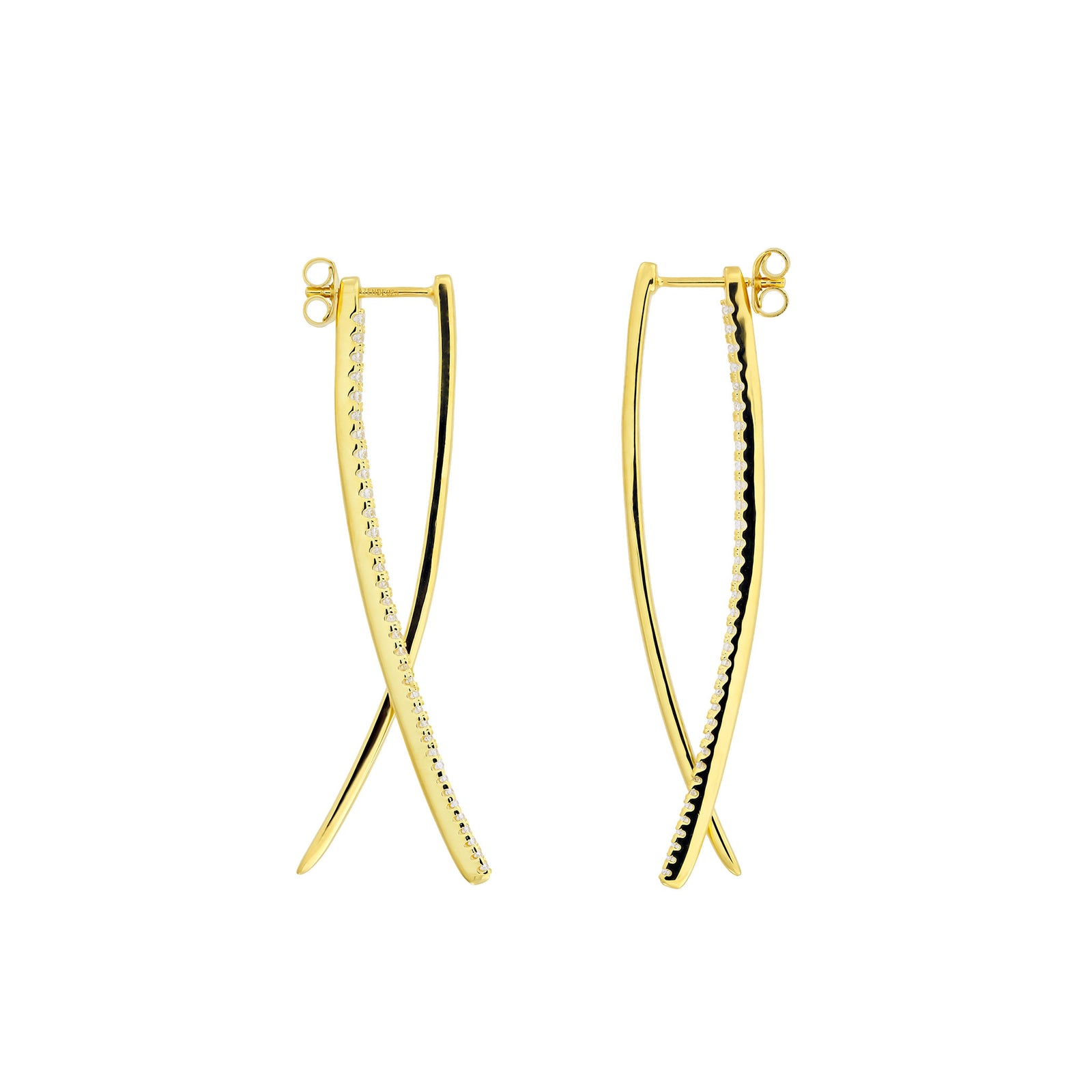 Balanced Double Curl Earrings - With Pavé