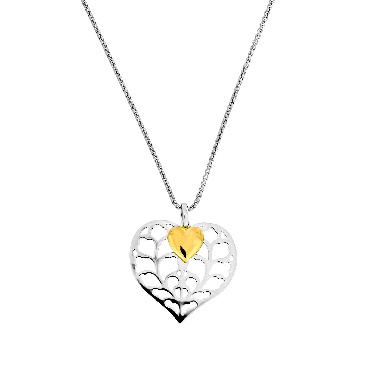 Silver Heart of Yorkshire Double Pendant with Yellow Gold Vermeil