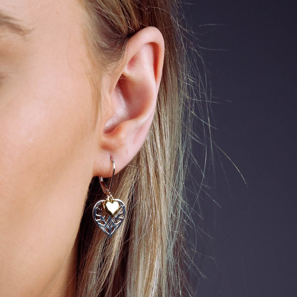 York Minster Double Drop Earring with Gold Heart of Yorkshire