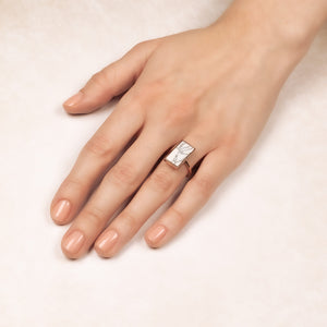 Horizon Portrait Rectangle Ring in White Howlite & Rose Gold Vermeil