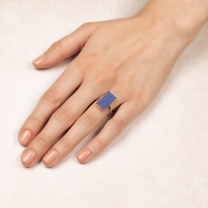 Horizon Portrait  Rectangle Ring in  Blue Howlite