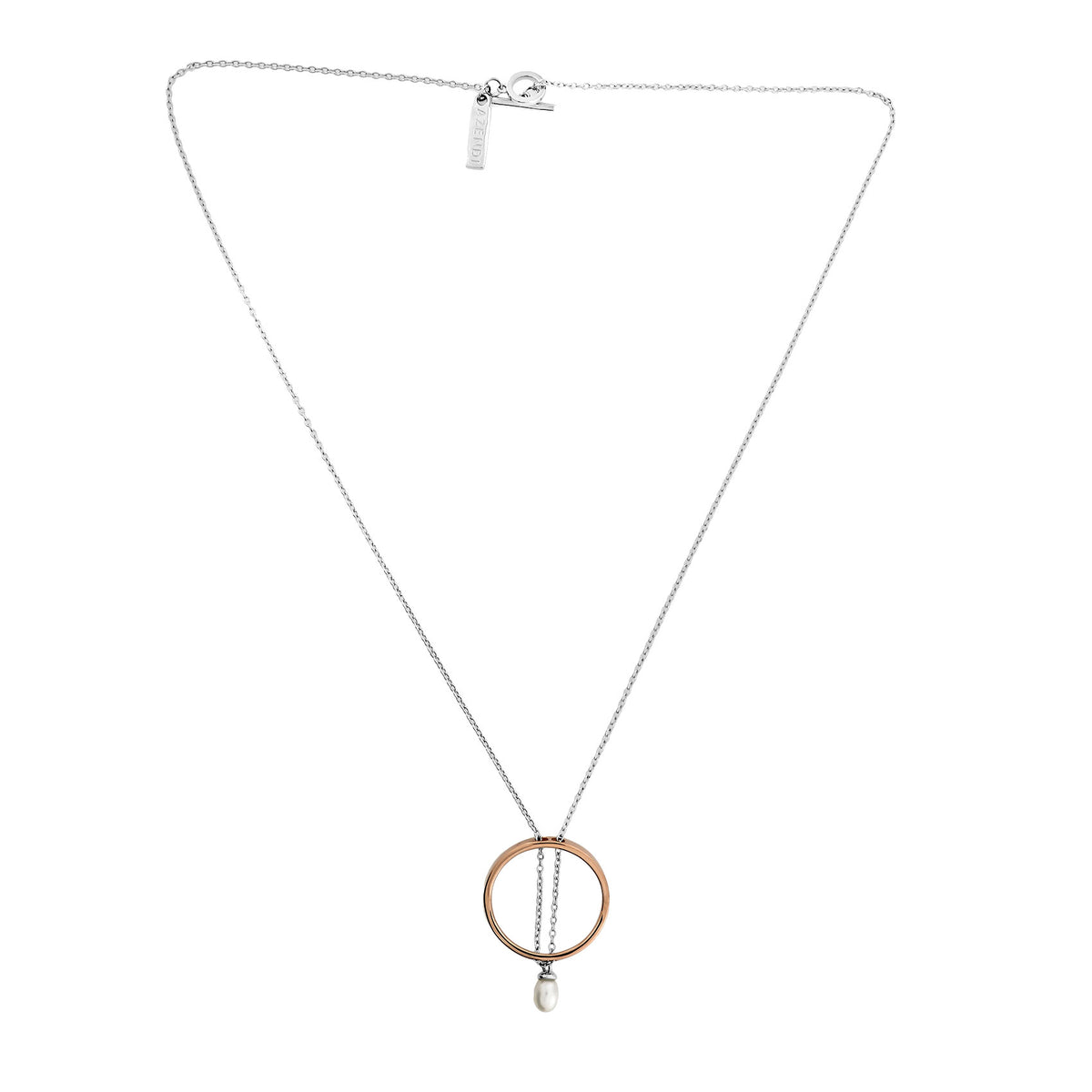 Metropolitan Rose Gold Vermeil Circle &amp; Pearl T-Bar Necklace