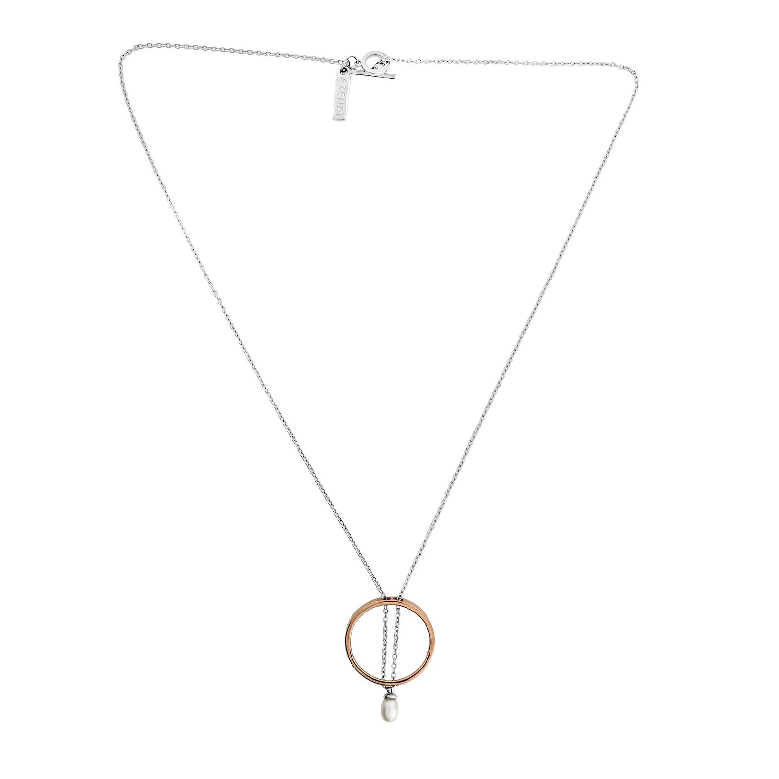 Metropolitan Rose Gold Vermeil Circle & Pearl T-Bar Necklace
