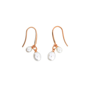 Twin Teardrop Freshwater Pearls Drop Earrings