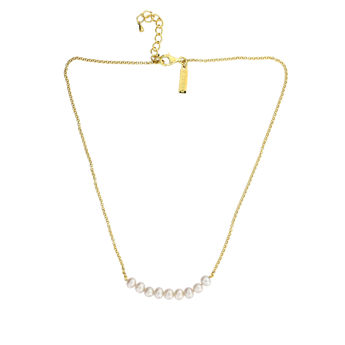 Simple Pearl Strand Necklace - Nine Pearls