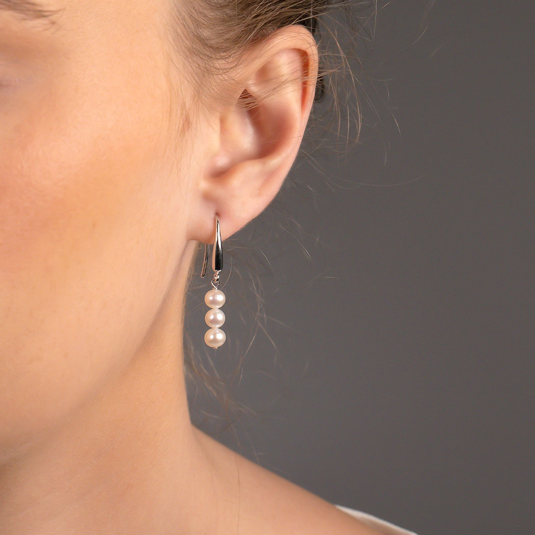 Triple Pearl Drop Earring