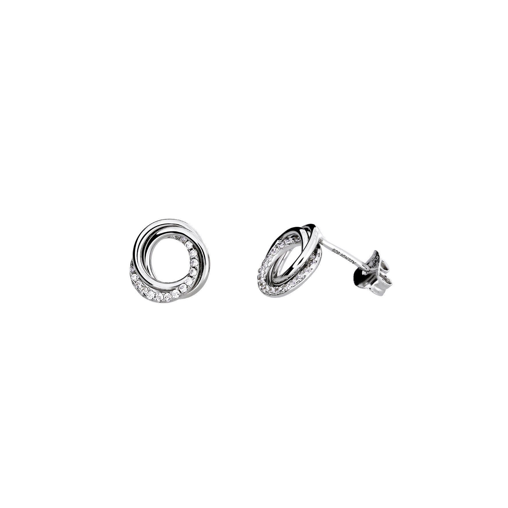 Entangled Love Knot Stud Earring with Pavé