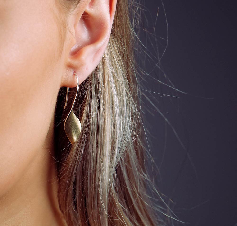 Gold twist store drop earrings