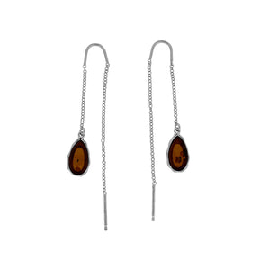 Northern Lights Amber Threader Earrings in Silver