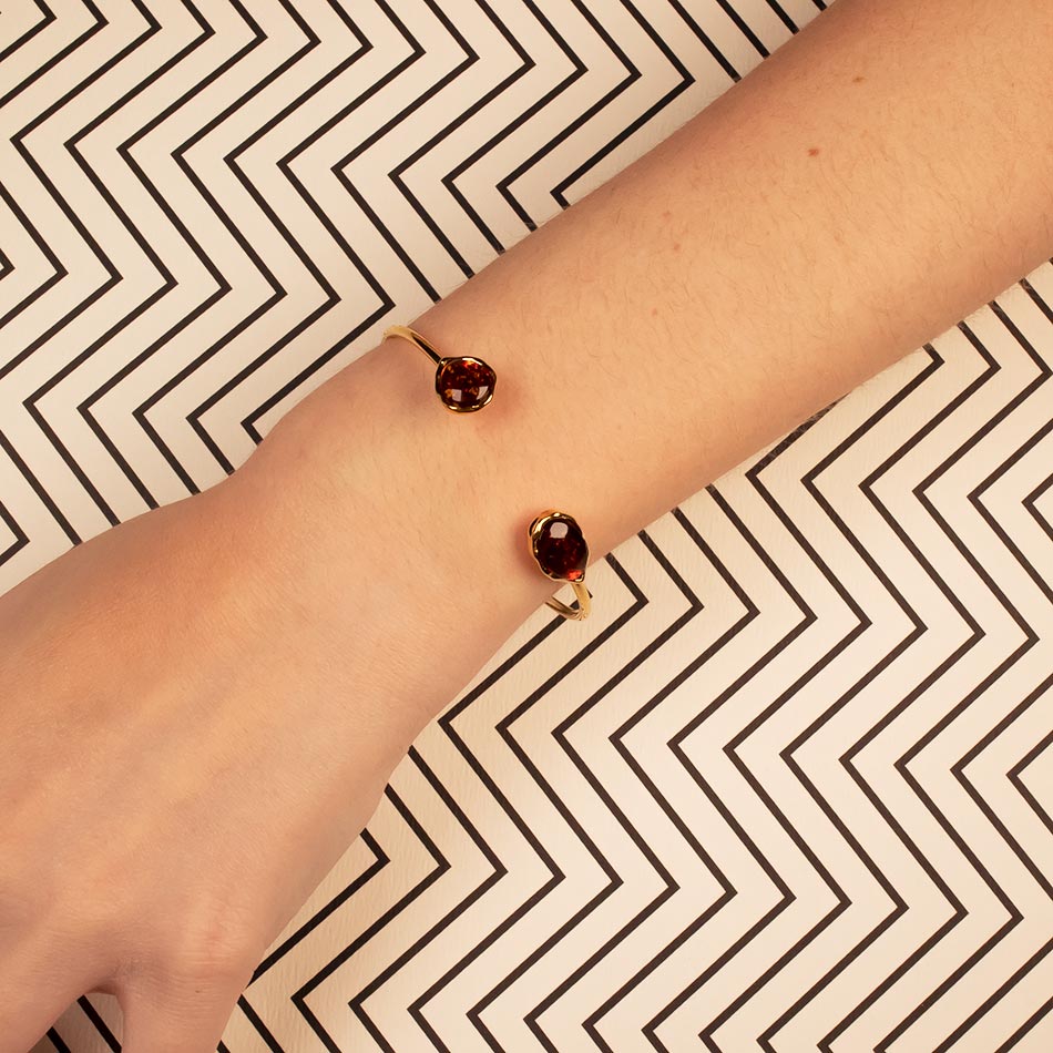 Northern Lights Baltic Amber Cuff in Yellow Gold Vermeil