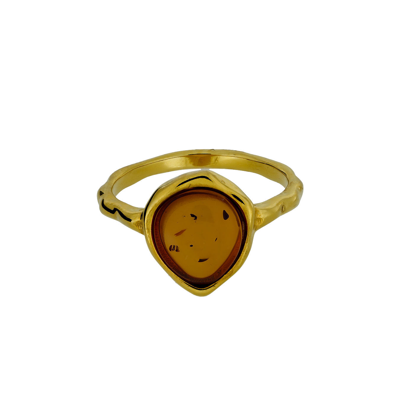 Northern Lights Baltic Amber Ring in Yellow Gold Vermeil