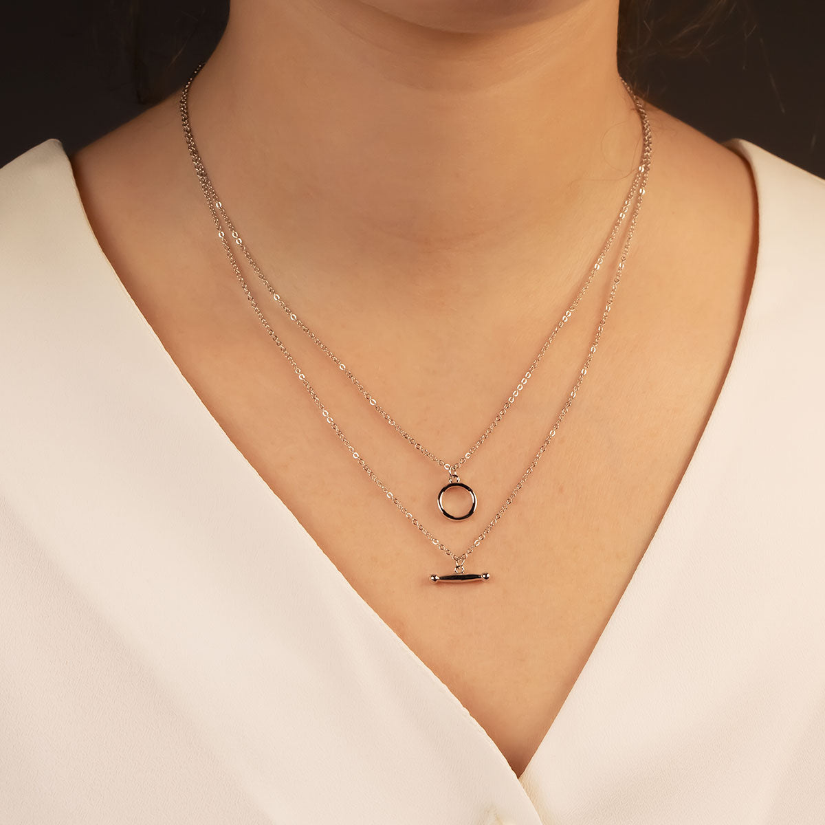 Gossamer Fine Two Layer T-Bar Necklace