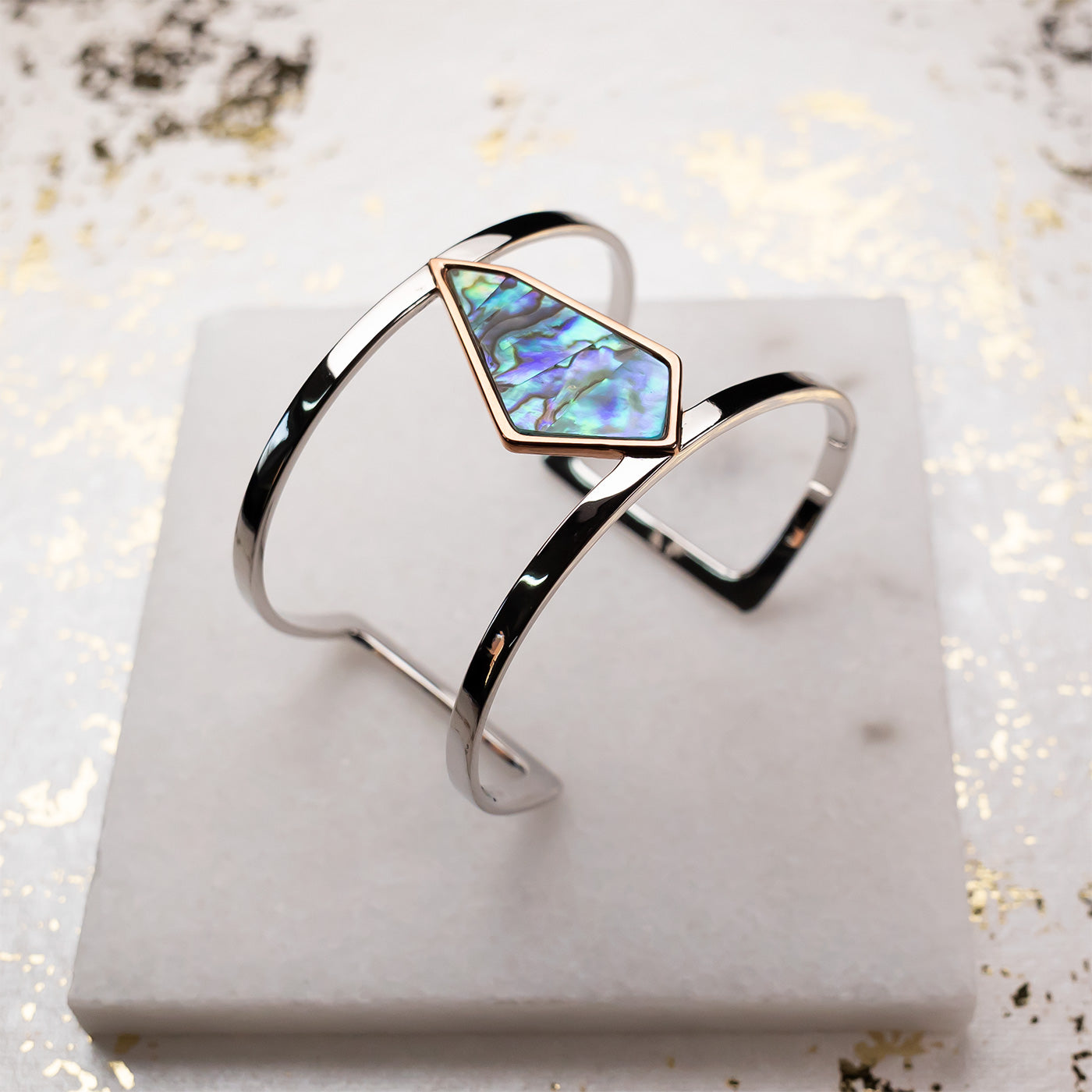 Unique Silver Abalone good Cuff Bracelet