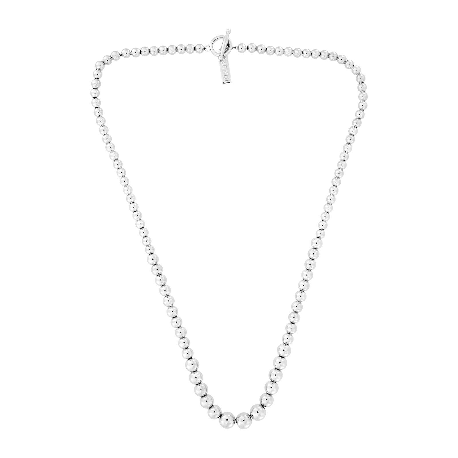 Graduated Silver Bead Necklace with T-Bar