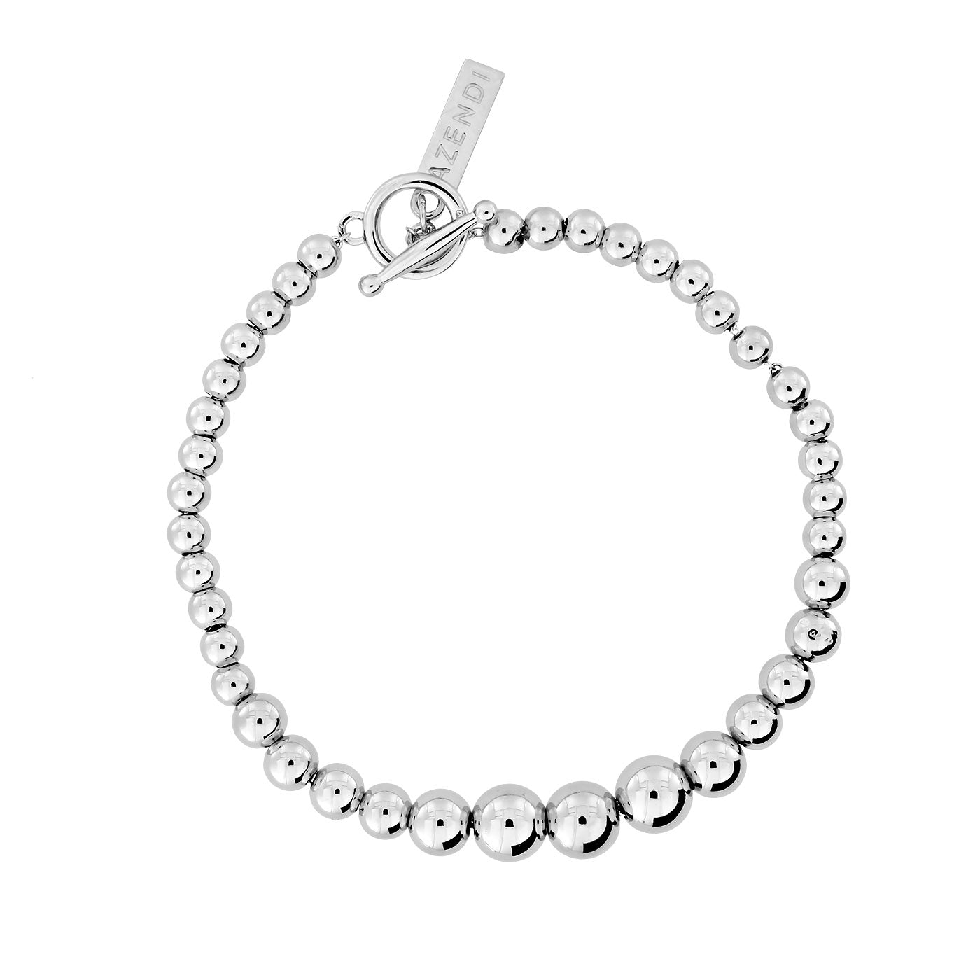 Graduated Silver Bead Bracelet with T-Bar