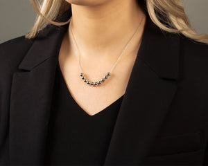 Silver Bead Necklace with T-Bar