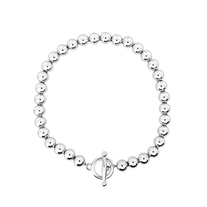 Silver Bead T-Bar Bracelet