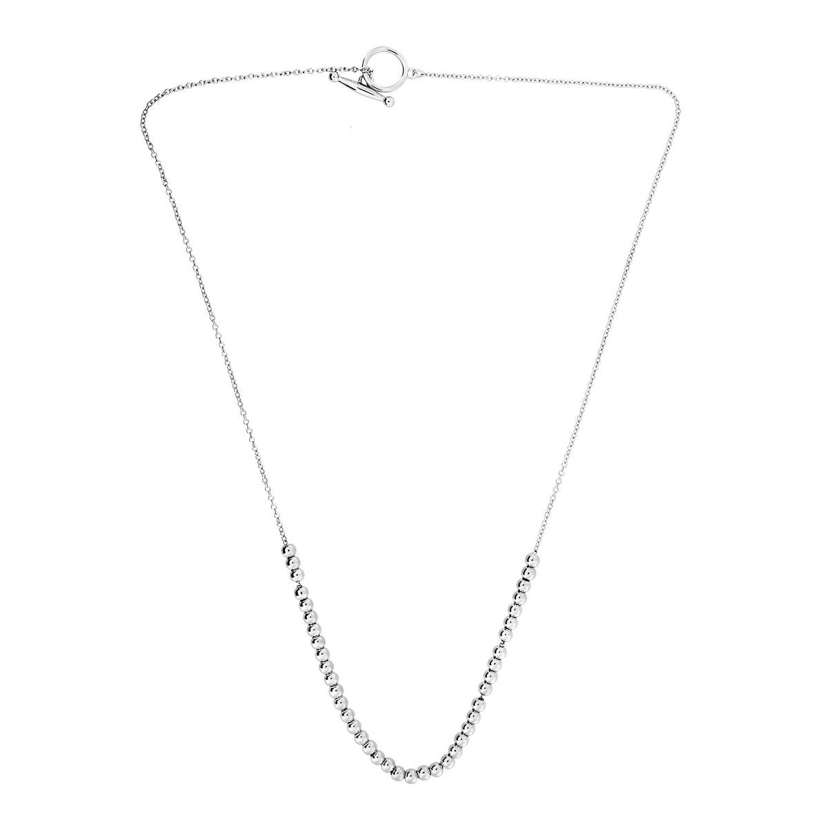 Slim Silver Bead T-Bar Necklace