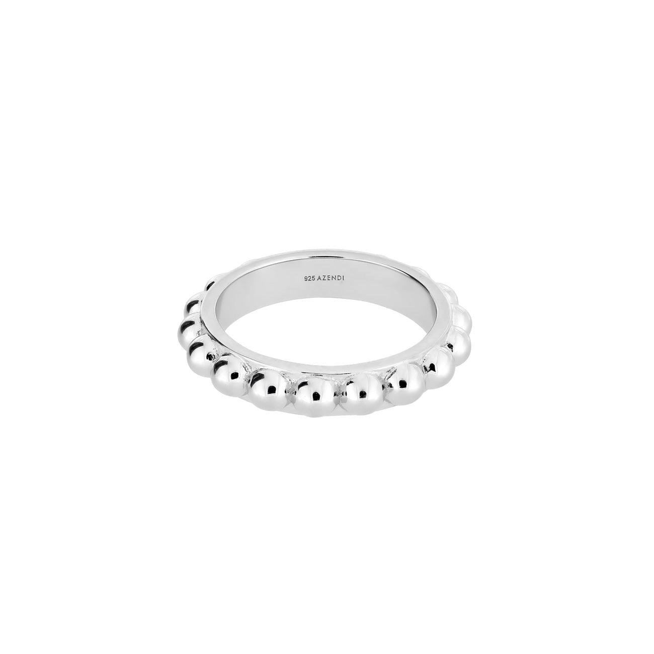Sterling silver band ring featuring a polished beaded design, combining contemporary elegance with expert craftsmanship from an award-winning British jeweller.