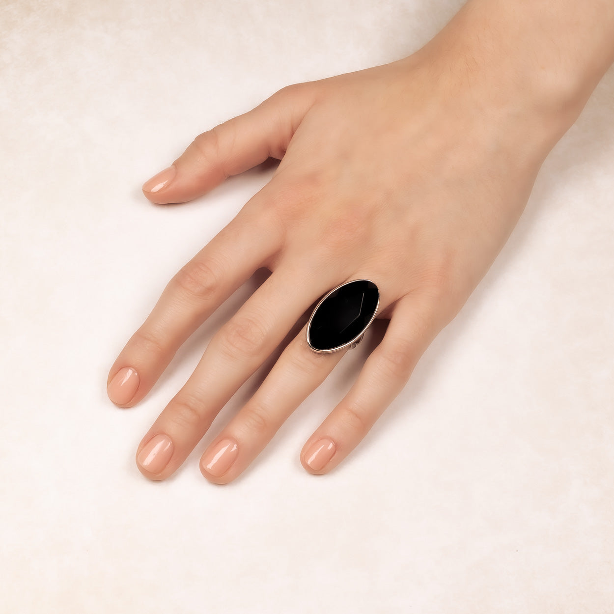 Black Agate & Sterling Silver Ring