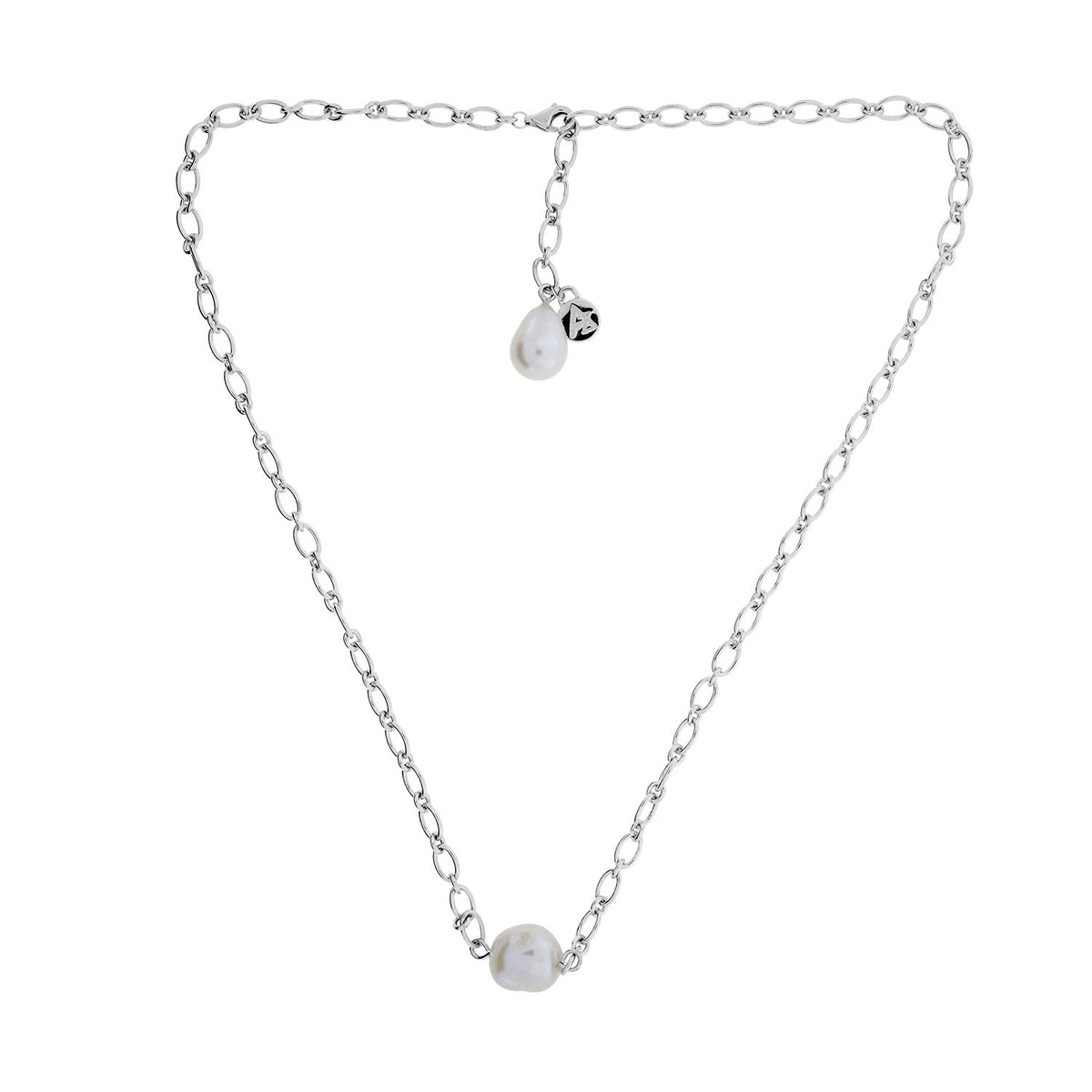 Baroque Pearl Chain Link Necklace - Azendi