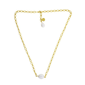 Baroque Pearl Chain Link Necklace