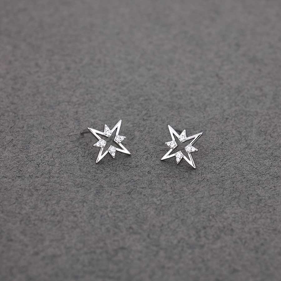 Pavé Star Studs - Silver