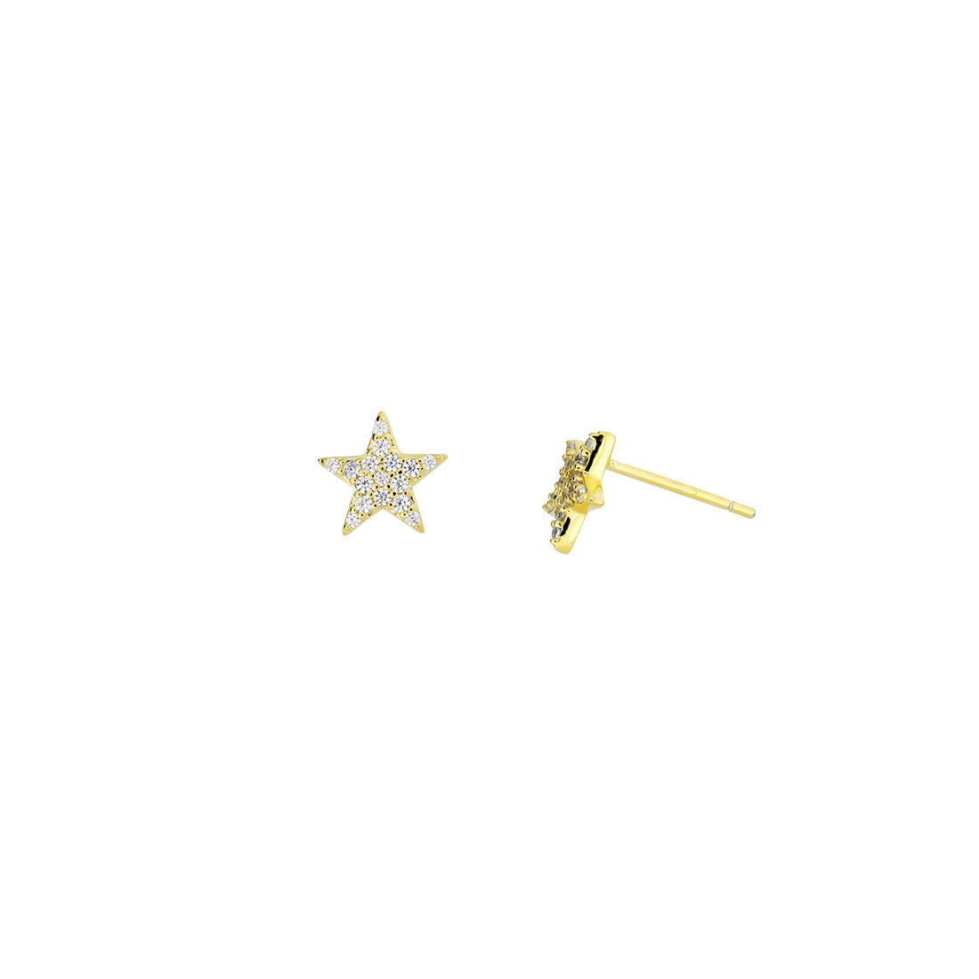Little Pavé Star Stud Earrings - Yellow Gold Vermeil