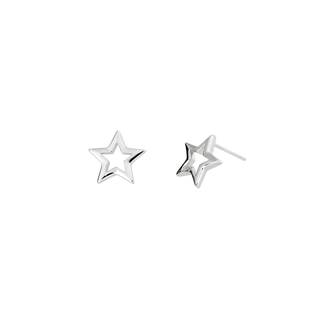 Open Star Stud Earrings - Silver
