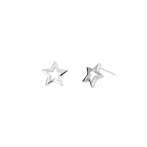 Open Star Stud Earrings - Silver