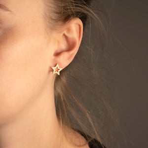 Pavé Open Star Stud Earrings - Yellow Gold Vermeil