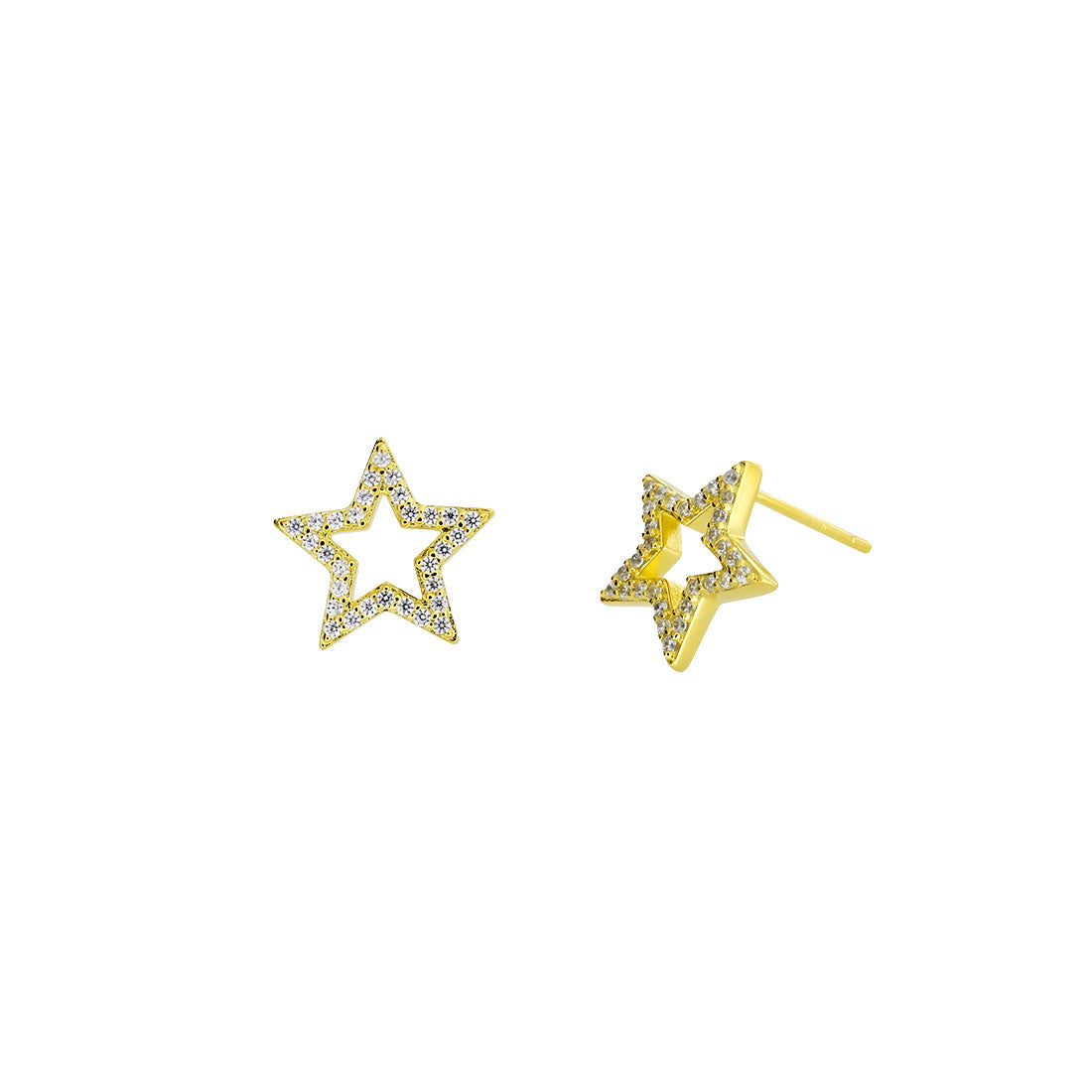 Pavé Open Star Stud Earrings - Yellow Gold Vermeil