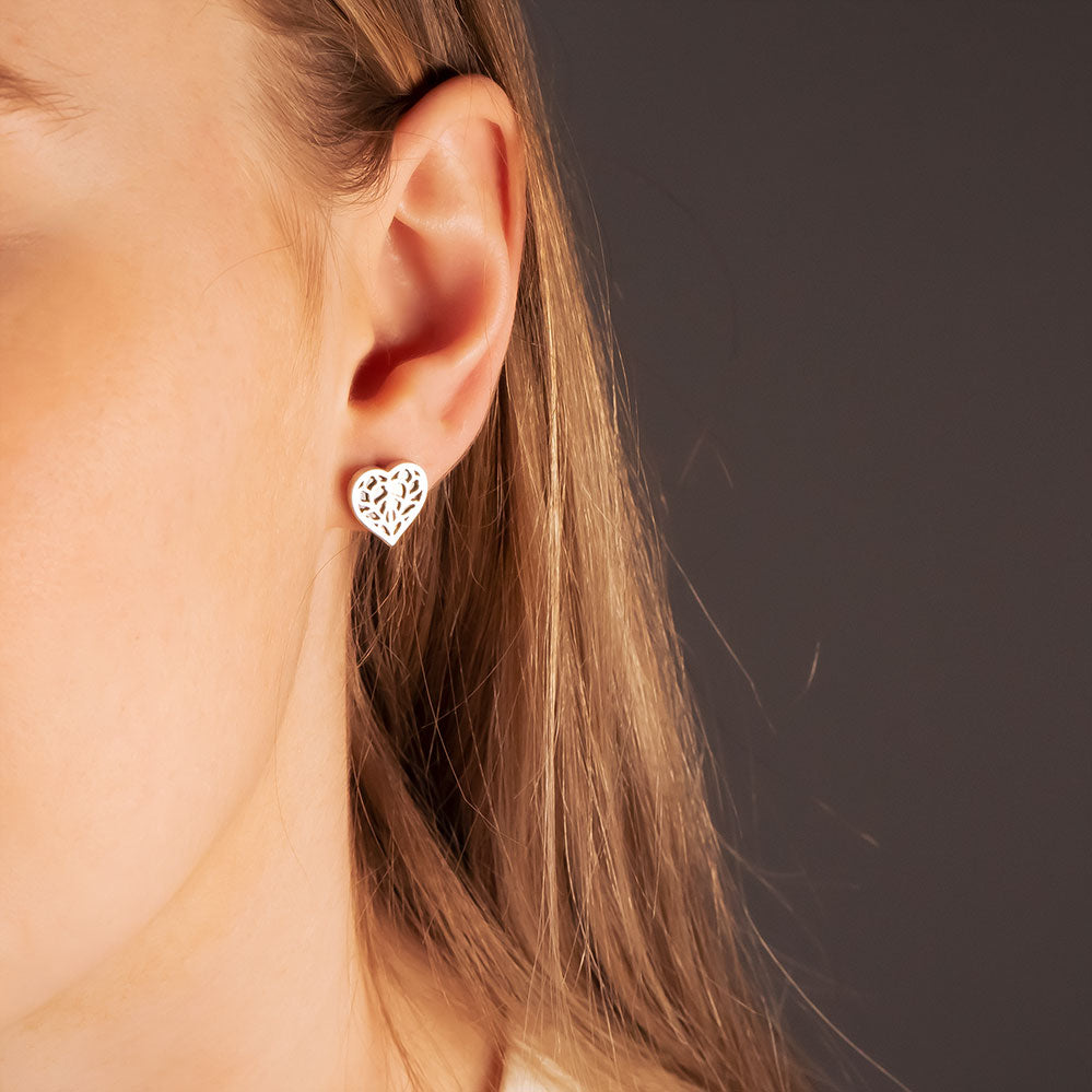 Silver Heart of Yorkshire Abalone Studs