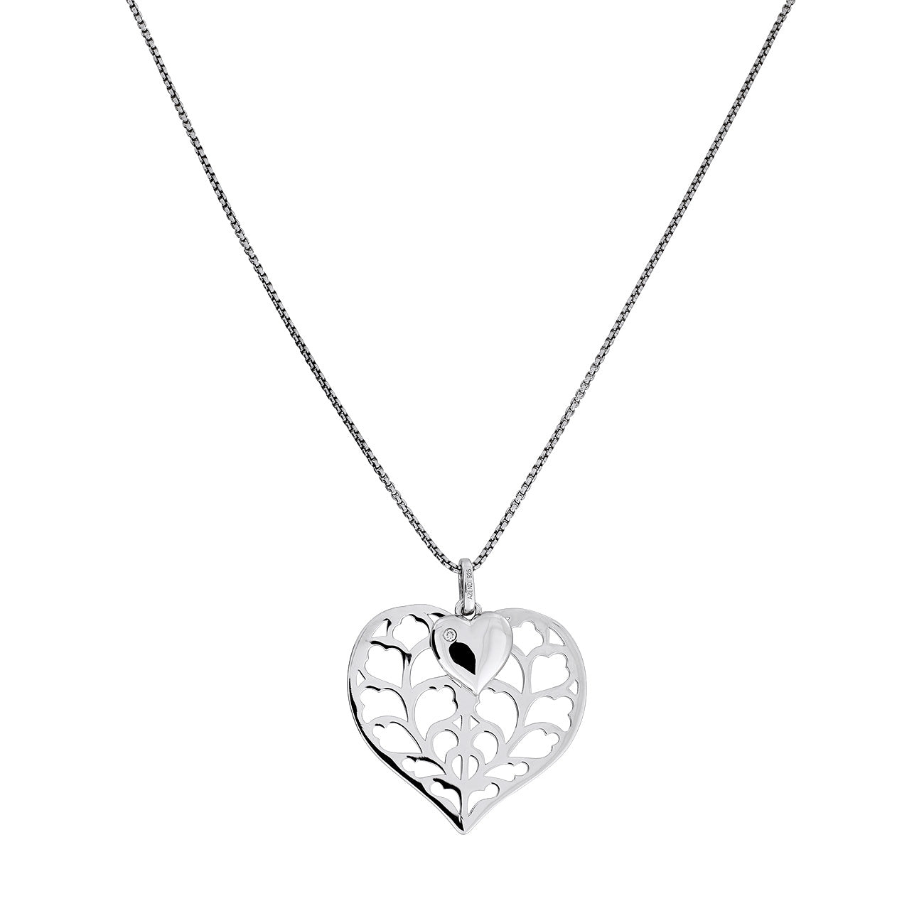 Silver Heart of Yorkshire Double Pendant with Diamond